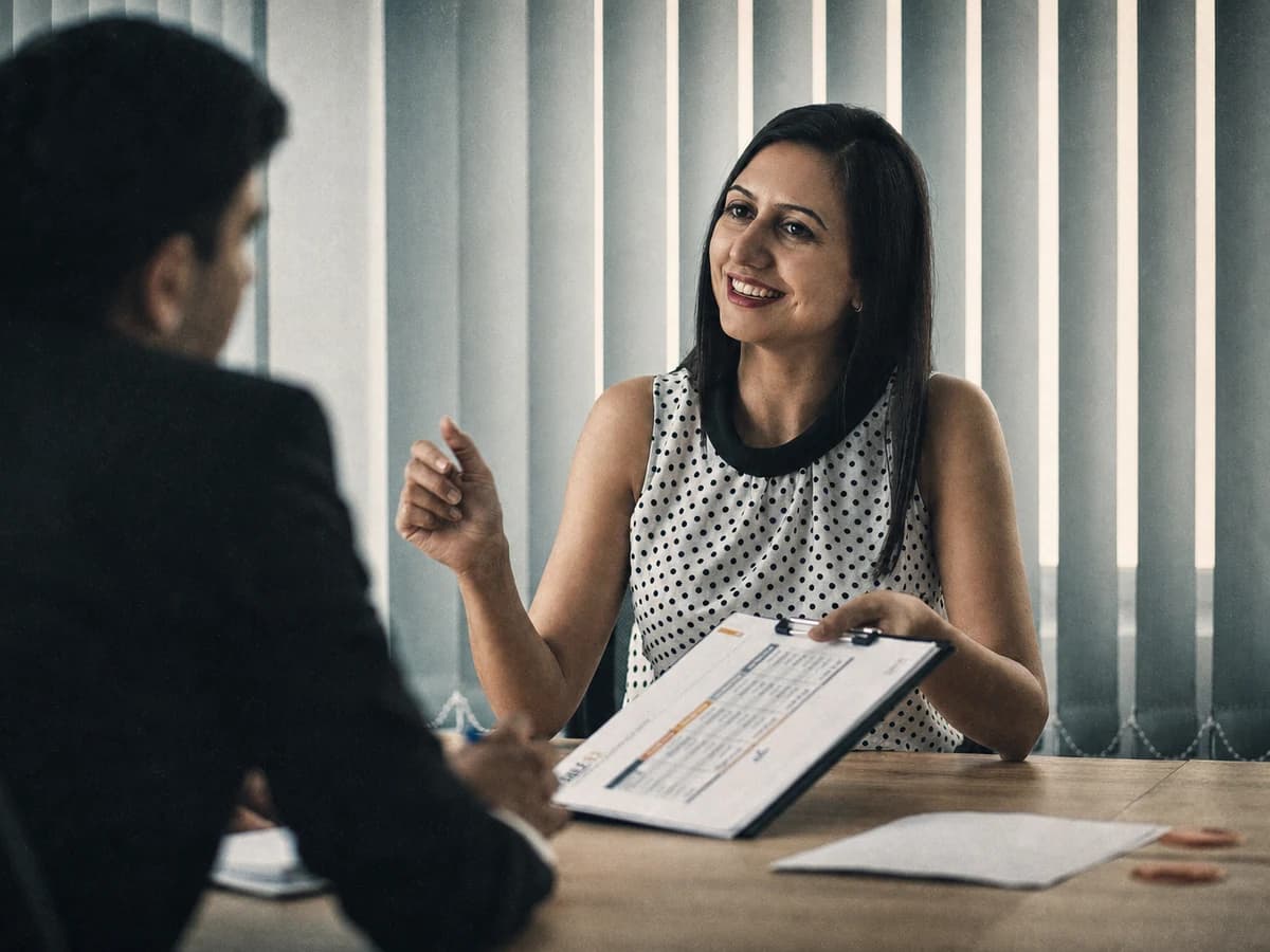 Recruitment professional speaking with a candidate