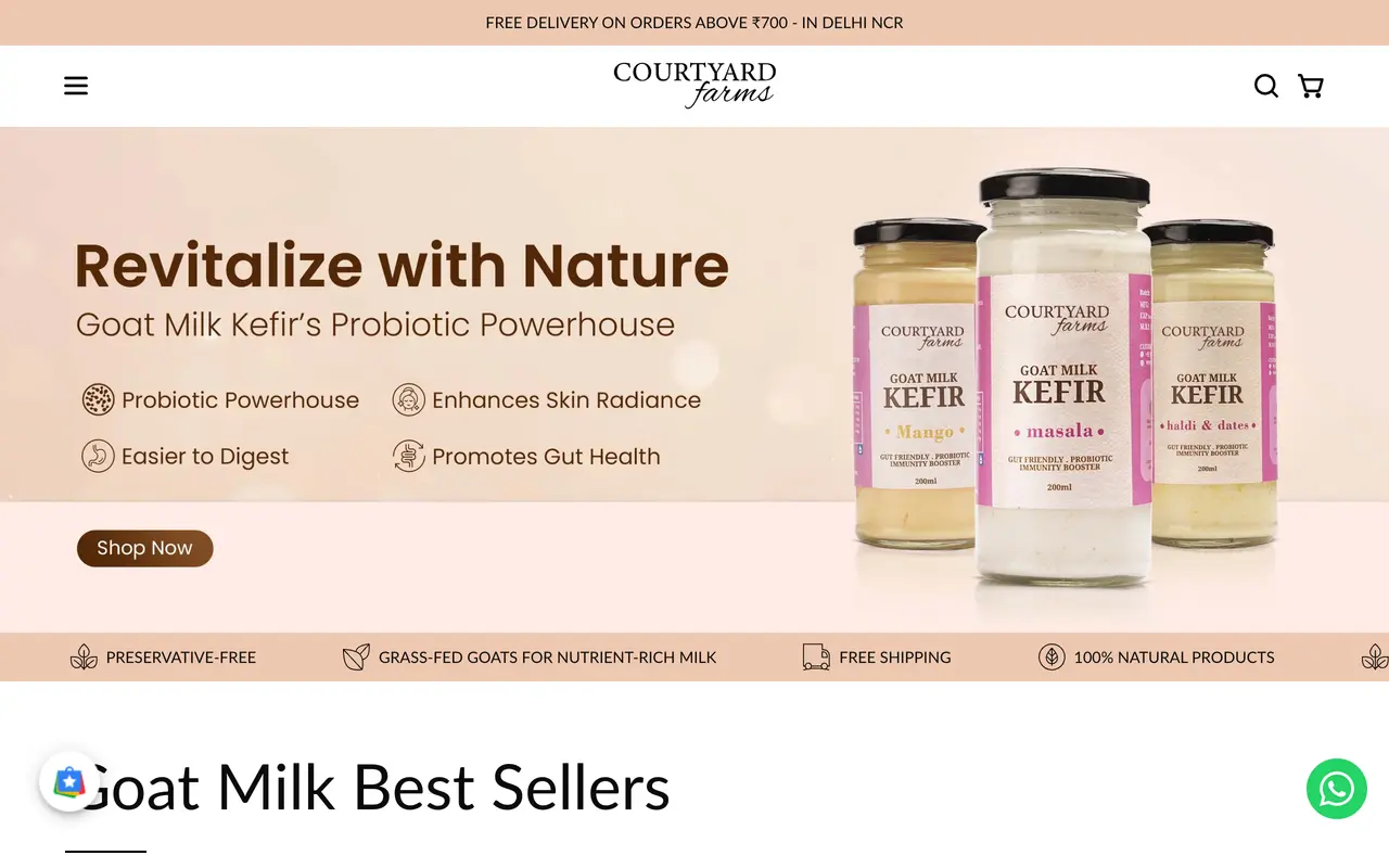 Courtyard Farms — A subscription storefront for preservative-free goat milk