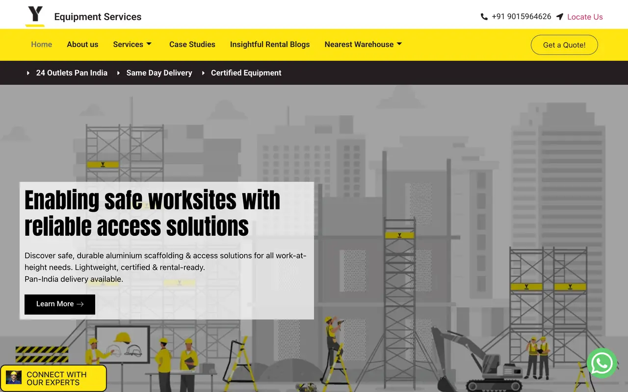 Y Equipment Services — An enquiry engine for an industrial equipment and scaffolding hirer